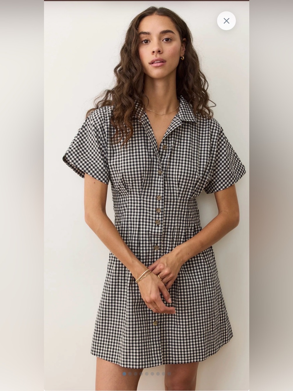 Marine Layer Arden Dress, Black and White Gingham, Size Large, NWOT